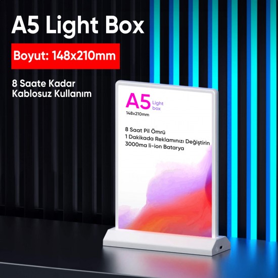 148mm x 210mm A5 Çift Taraflı Şarj Edilebilir Light Box