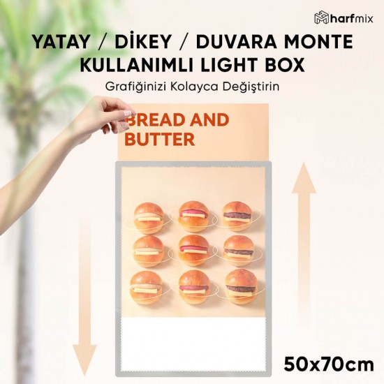 Yatay / Dikey / Duvara Monte Kullanımlı Light Box