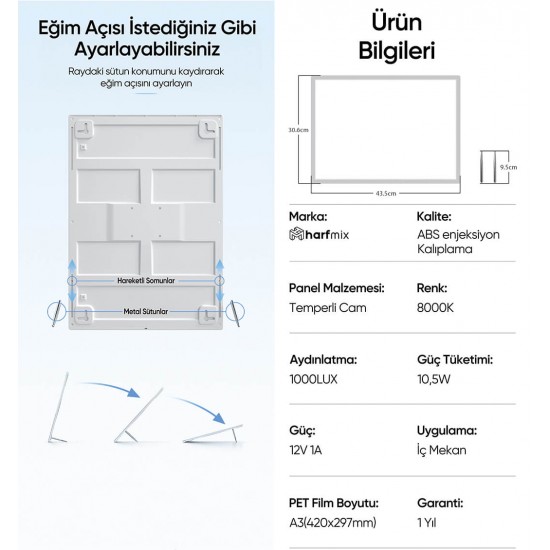 Yatay / Dikey / Duvara Monte Kullanımlı Light Box